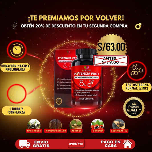 POTENCIA PRO PLUS ( CON MACA NEGRA + HUANARCO MACHO)